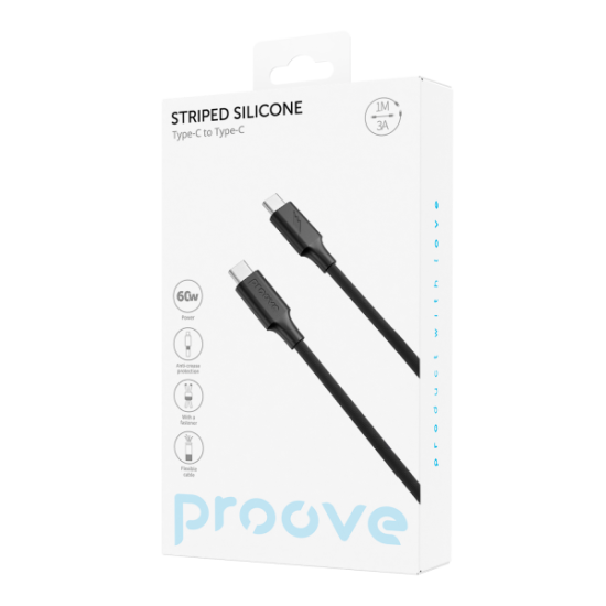 Cable Proove Striped Silicone Type-C to Type-C 60W (1m)