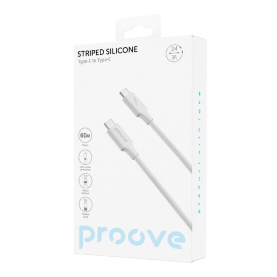 Cable Proove Striped Silicone Type-C to Type-C 60W (1m)